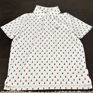 Vineyard Vines Boys White Polo with Red and Blue Sailboat Print